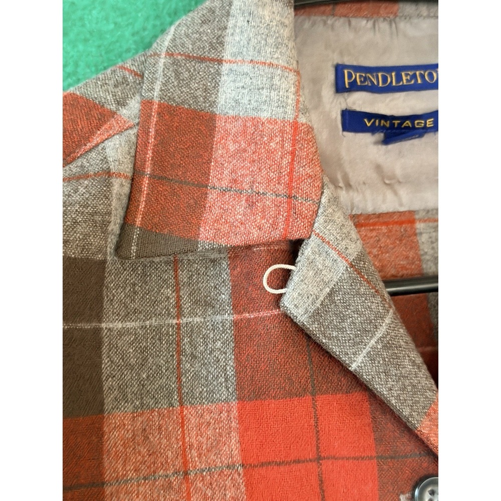 Vtg Pendleton Tuckeroo Wool Shadow Plaid Loop Collar Board Shirt Womens Medium - Picture 9 of 9